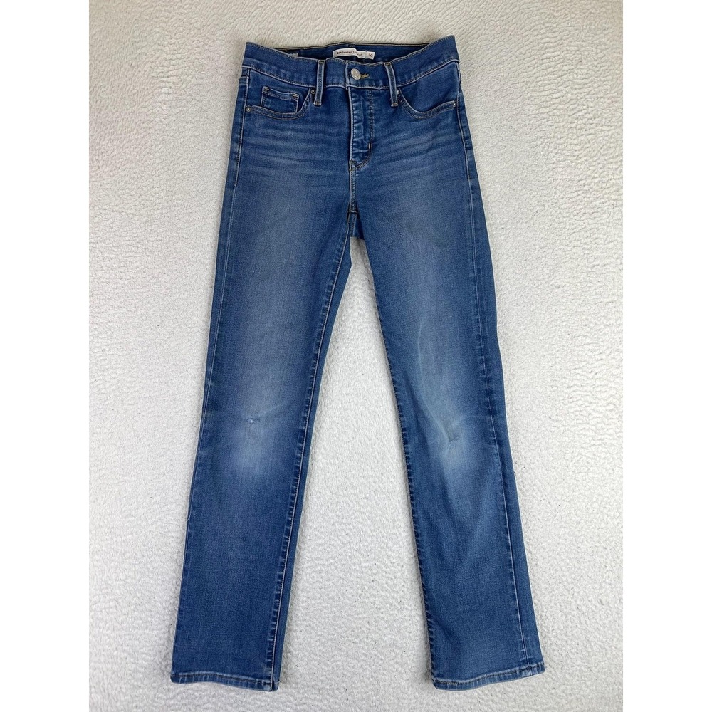 Levis Premium 314‎ Shaping Straight Jeans Womens 26 Blue Medium Wash Mid Rise
